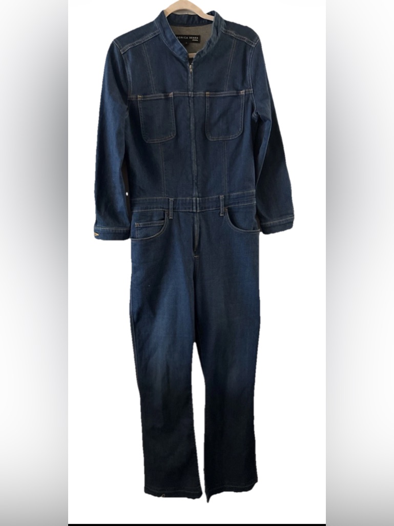 Veronica Bear Jumpsuit Apolo Jeans Zipper Up Straight Leg Sz 8 Ex